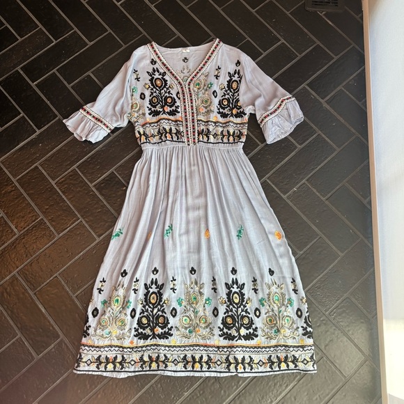 🌿 Shineflow Embroidered Boho Midi Dress – Size M - Picture 4 of 6